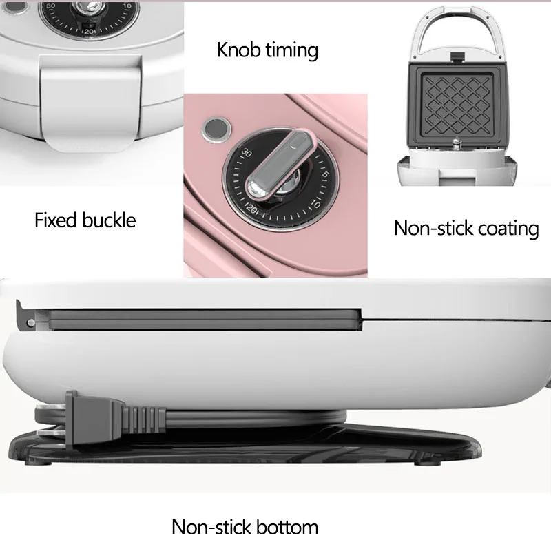 Электрическая антипригарная машина для приготовления сэндвичей 600 Вт с таймером