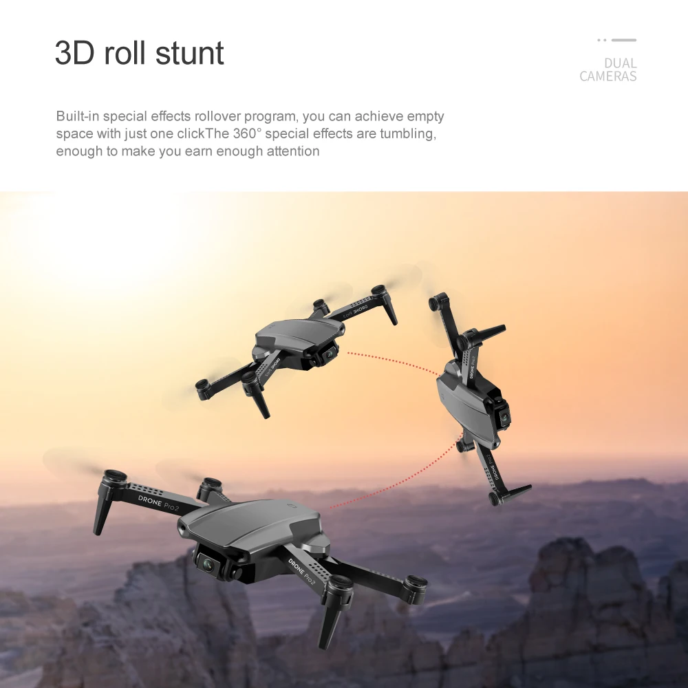 NYR-Mini Dron con c&aacute;mara Dual, cuadric&oacute;ptero plegable con WIFI, FPV, 4K, 1080P, 720P, para fotograf&iacute;a a&eacute;rea, modelo E99 Pro2-2