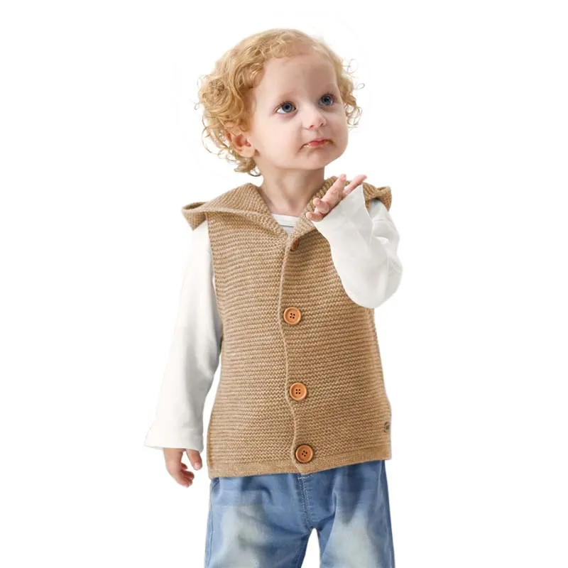 Весенне осенняя верхняя одежда для малышей Однотонная трикотажная жилетка