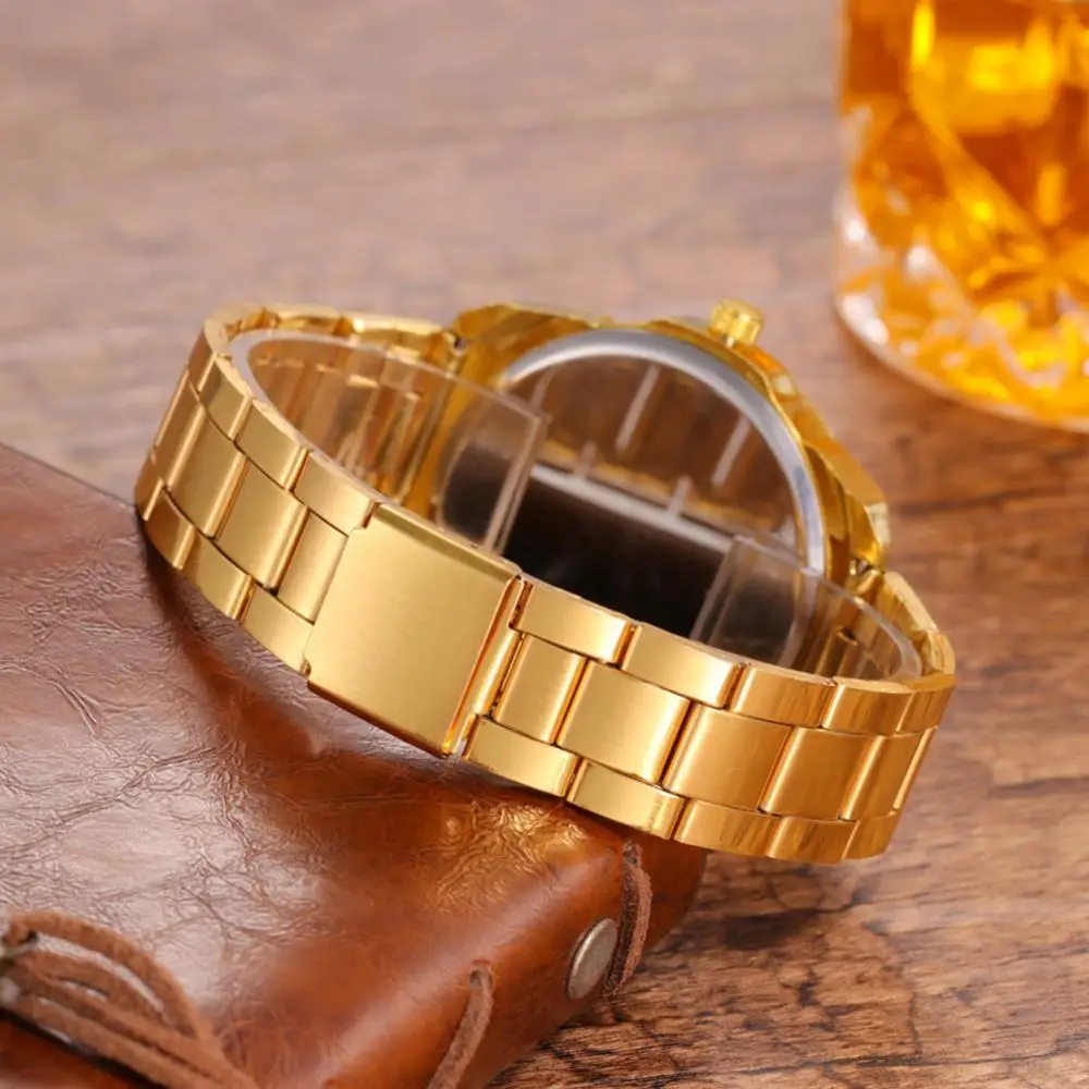 

Fashion Round Dial Quartz Analog Alloy Band Business Wristwatch Gift Stainless Steel Band Casual Males Watches Round Dial Clock