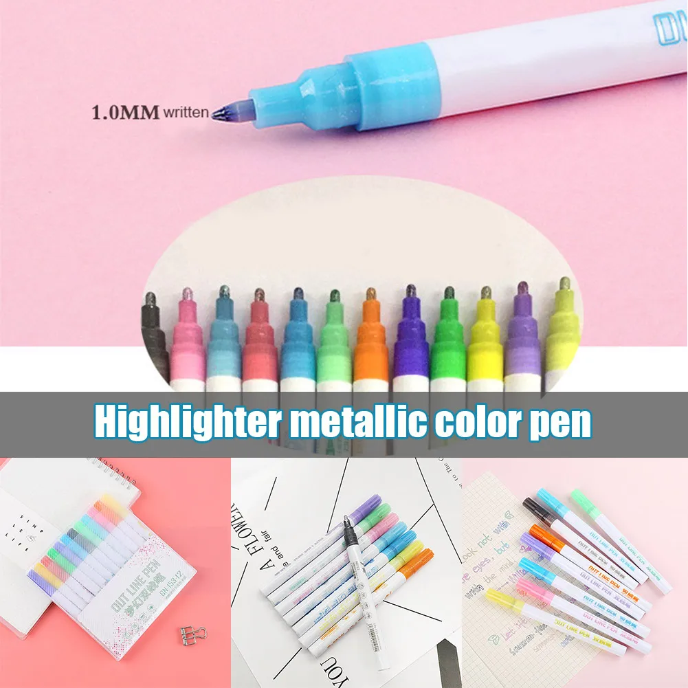 8/12 цветная подарочная карта для рисования двойная линия контурная ручка 2 набор