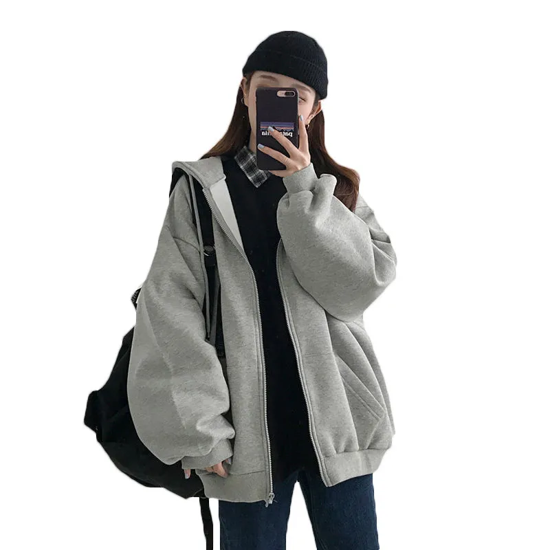 

2022 Spring Autumn Hoodies Women Clothing Loose Fashion Hooded Warm Pocket Korean Long Sleeve Sweatshirt Woman Coats N914