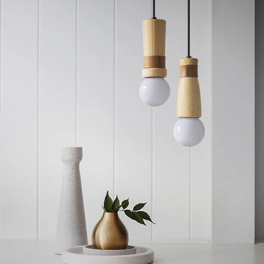 Современная светодиодный ная Подвесная лампа из твердой древесины s светильник в