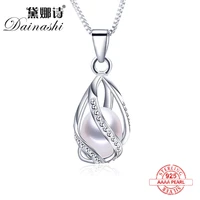 100 natural freshwater pearl cage pendant for women silver 925 jewelry white pearl necklace with 45 chian