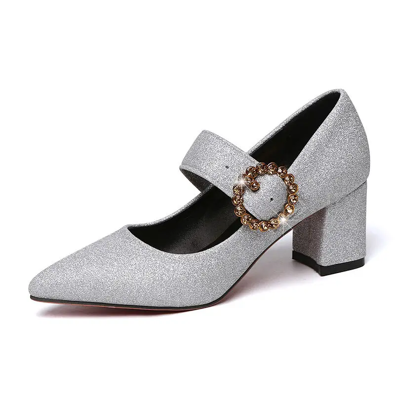 

Cresfimix Women Fashion Sexy Silver Squre Heel Pumps for Night Club Lady Casual Black High Quality Heel Shoes Zapatos A6962