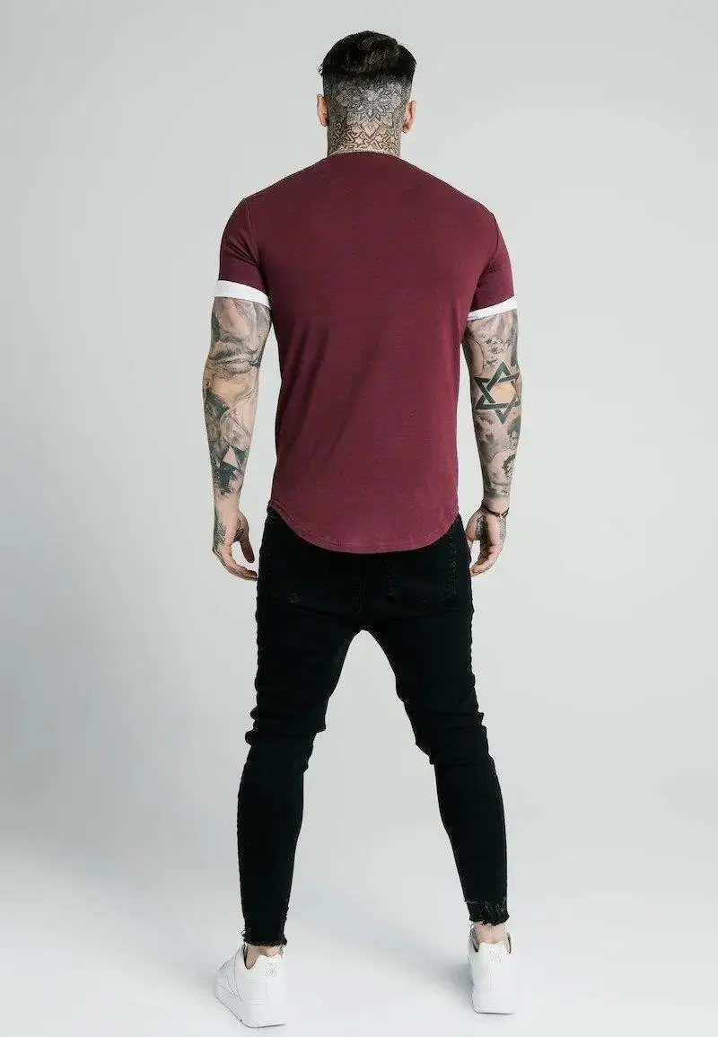 

SikSilk Dye Burgundy Roll Sleeve Male T-Shirt