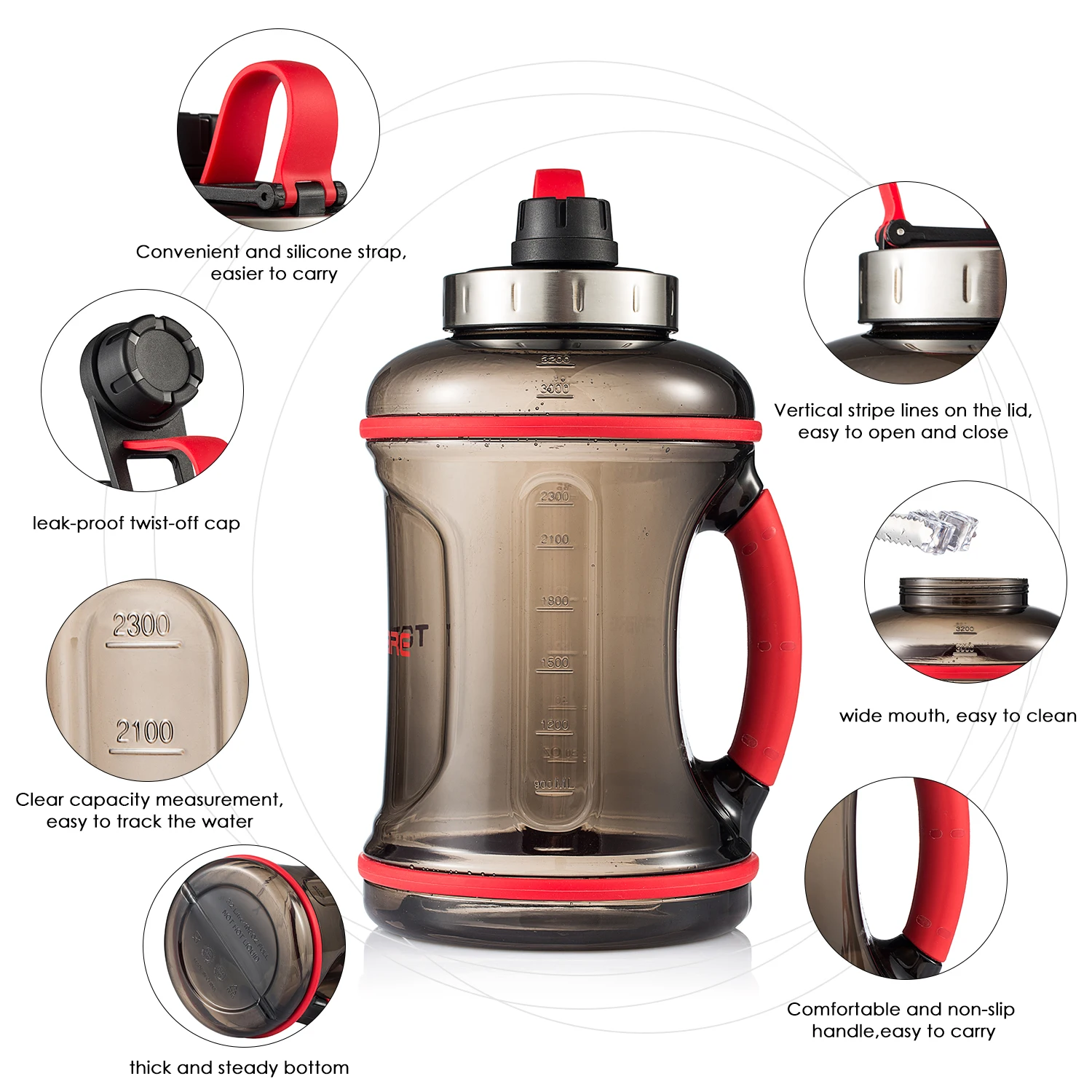 3.2L спортивный шейкер бутылка для тренажерного зала портативная многоразовая