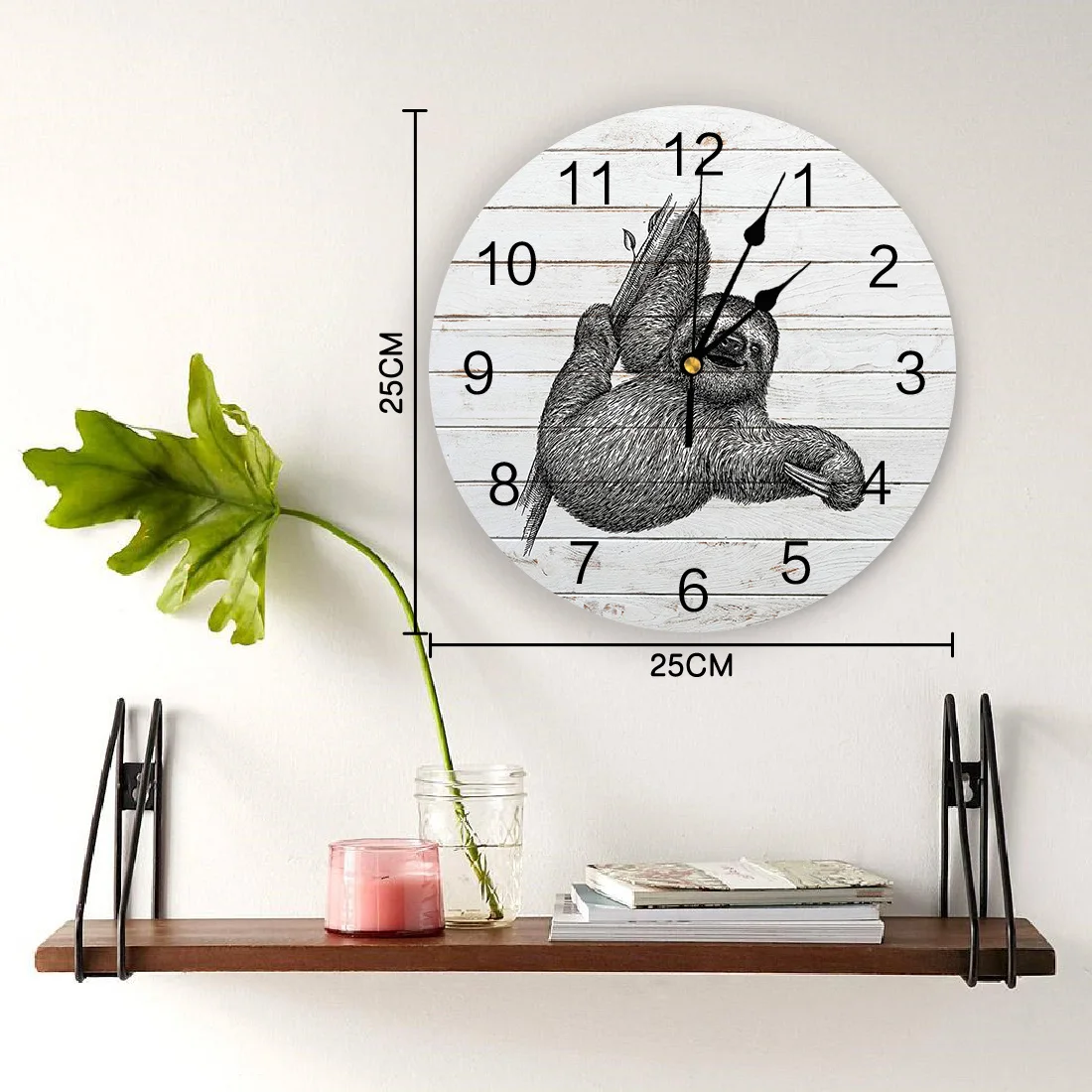 Vintage Wooden Texture Animal Sloth PVC Wall Clock Digital Home Decor Modern Design Living Room | Дом и сад