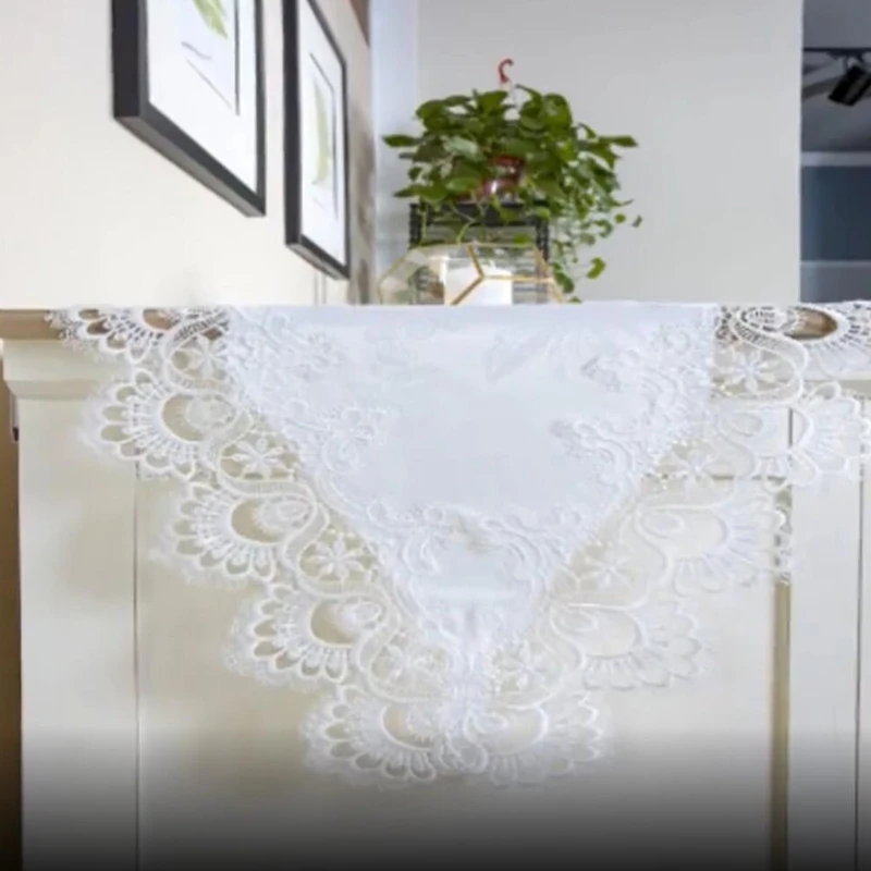 

3 Sizes White Table Runner Embroidered Hollow Lace Modern Minimalist Table Runner Table Flags for Wedding And Party