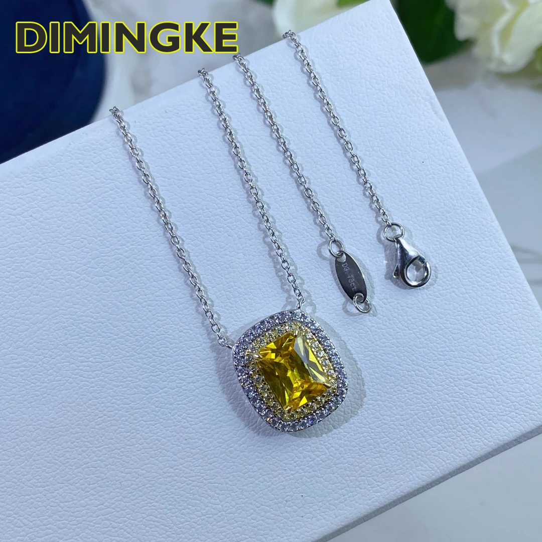 

Luxury 10*12MM Yellow High Carbon Diamond Necklace 100%-S925 Silver Jewelry Wedding Party Birthday Gift