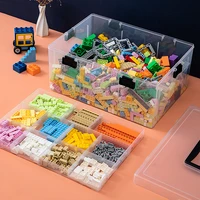 2 layers building blocks storage box for lego transparent toys organizer with lid portable flip first aid kit medicine box