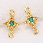 7*11 мм из 14-каратного золота с Цвет латуни и циркона 2 отверстия ромб подключения амулеты подвески ювелирных изделий Diy аксессуары