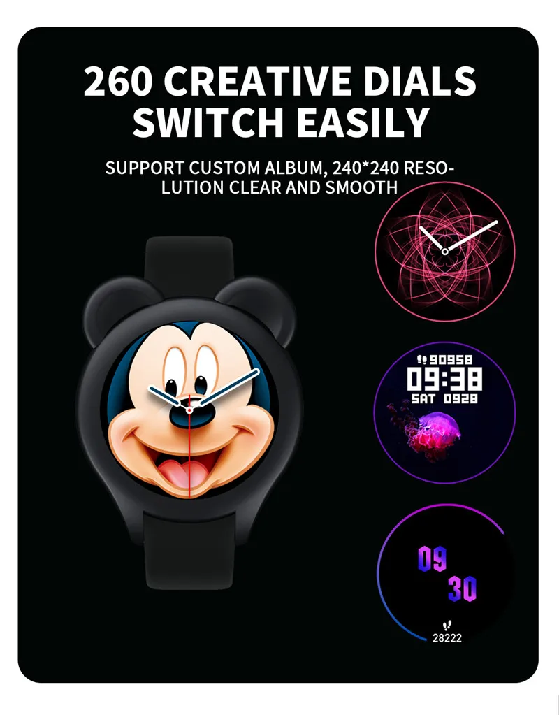 

Disney Smart Watch Cute Mickey Smartwatch Women Sports Wrist Watch IP67 Waterproof Full Touch Screen Call Clock Girl Gift