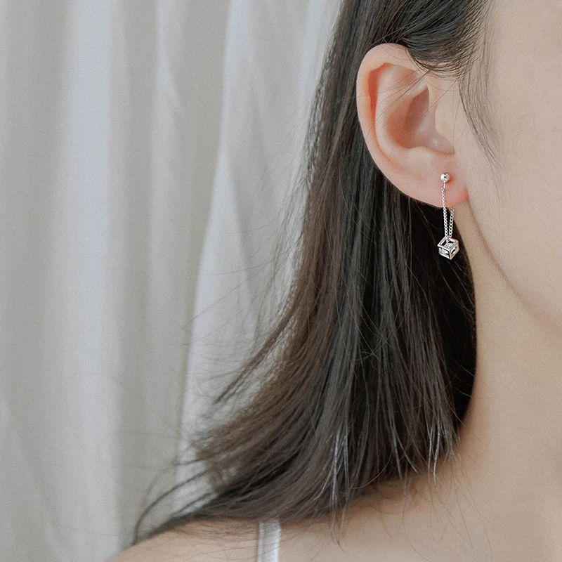 Модные ювелирные изделия серебряные серьги в форме магического кубика длинные