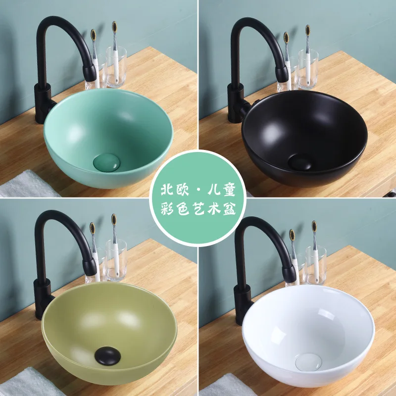 

Matte Color Ceramic Washbasin Wash Basin Wash Basin Small Round Mini Color Customization And Business Contact