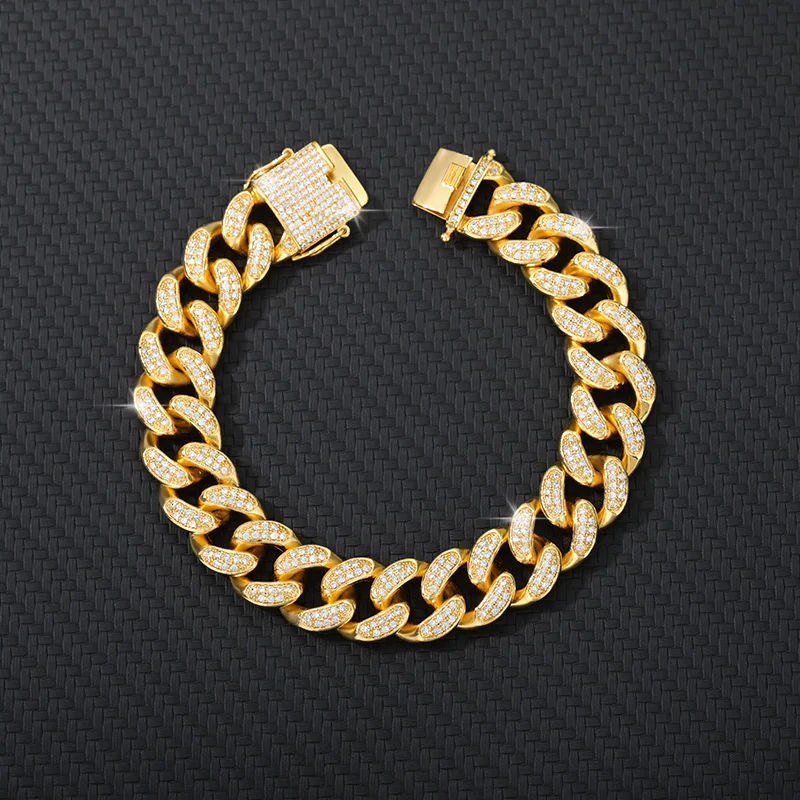 

Стразы браслет из кубинской цепи со сверкающими звеньями для мужчин CZ циркониевые браслеты в стиле рэпера золотая цепочка в стиле хип-хоп п...