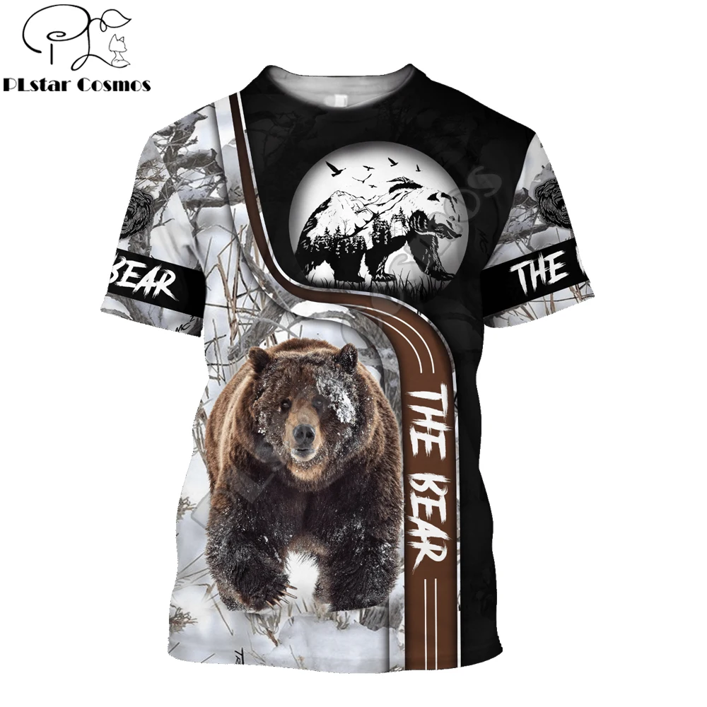 

Summer Hipster Men t-shirt Beautiful Bear Hunting 3D All Over Printed Harajuku Short sleeve T shirt Unisex Casual tops TX0190