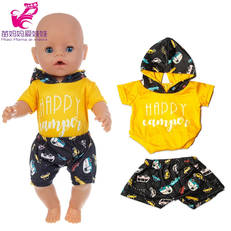45 см Reborn Baby Doll комплект одежды рубашка в полоску комбинезон шапка 18 дюймов