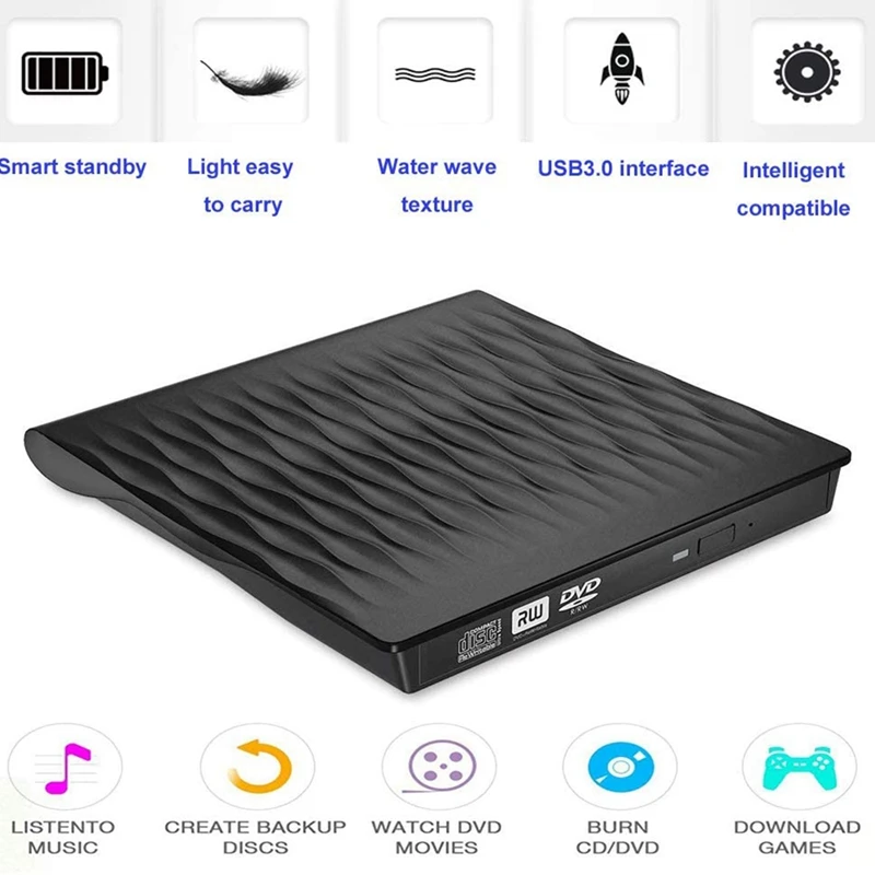 External CD DVD Drive USB3.0 Burner Ultra-Thin Player for Laptop Mac Desktop OS Windows10/ 8/7 | Компьютеры и офис