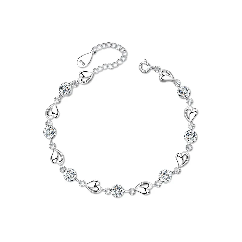 

YVV123 Sterling Silver heart-shaped diamond cut out bracelet