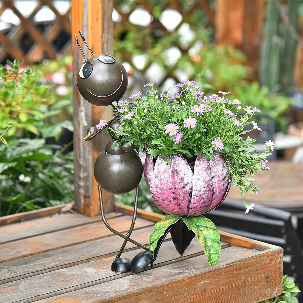 Кованые железные парные муравьиные цветочные горшки Sungmor для дома и улицы