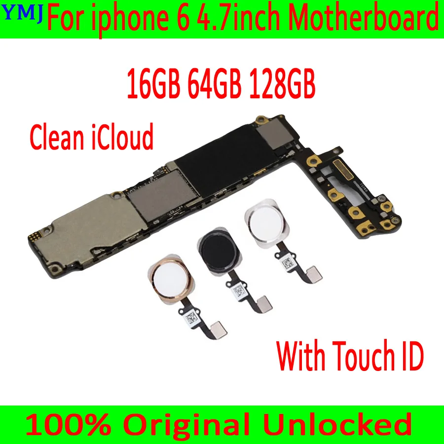 Для iphone 6 4,7 дюймов материнская плата с/без сканера отпечатков пальцев, 1100% разблокированый для iphone 6 материнская плата со всеми чипами, без iCloud