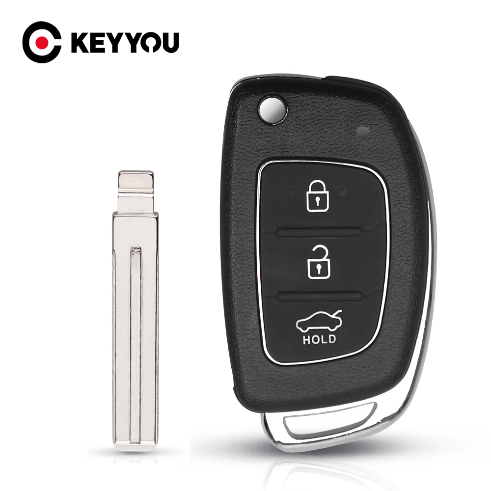 

KEYYOU 10PCS/LOT For Hyundai ix35 ix45 Series 2 Verna 3 Buttons Flip Folding Remote Key Shell Fob Key Case