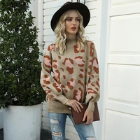 women knitted sweater pullovers turtleneck leopard print sweater female long sleeve jumper autumn winter casual sweaters top