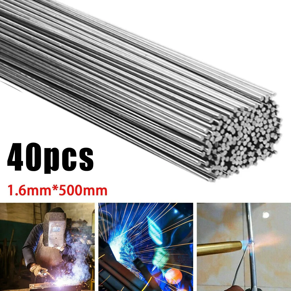 

40pcs 50cm*1.6mm Easy Melt Welding Rods Low Temperature Aluminum Wire Brazing Melting Point 647 ° ~ 658 ° For Weliding Work