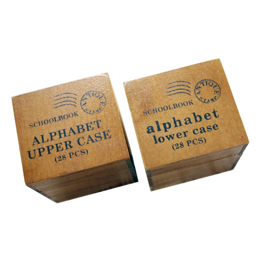 

28Pcs Vintage Letters Wood Stamps DIY Wooden Rubber Stamp Rose Flower Letters Diary Craft Card Stamps Set For Scrapbooking