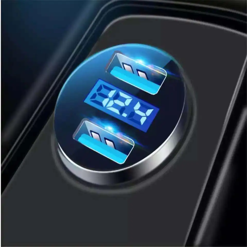 4 8a car charger 5v 2 ports fast charging for samsung huawei iphone 12 11 universal led display dual usb car charger adapter free global shipping