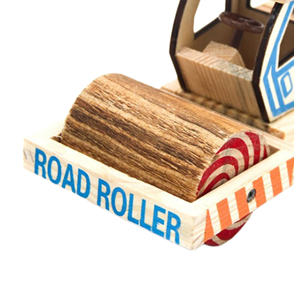 

Solid Wood Colorful Road Roller Model For Home Decoration, Kids Educational Toys