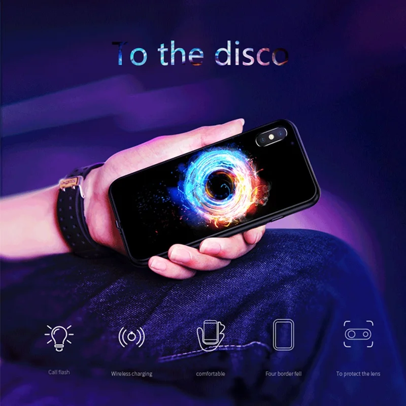 For IPhone X XR XS Max Pro Phone Case Voice Activated Luminous Protector Cellphone Back | Мобильные телефоны и аксессуары
