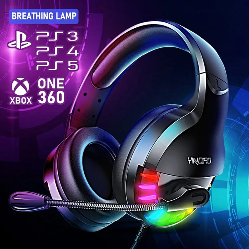 

Wired Gaming Headset HiFi Pro Stereo LED Gamer Headphone Bass Surround Headphones with Noise Cancelling Mic