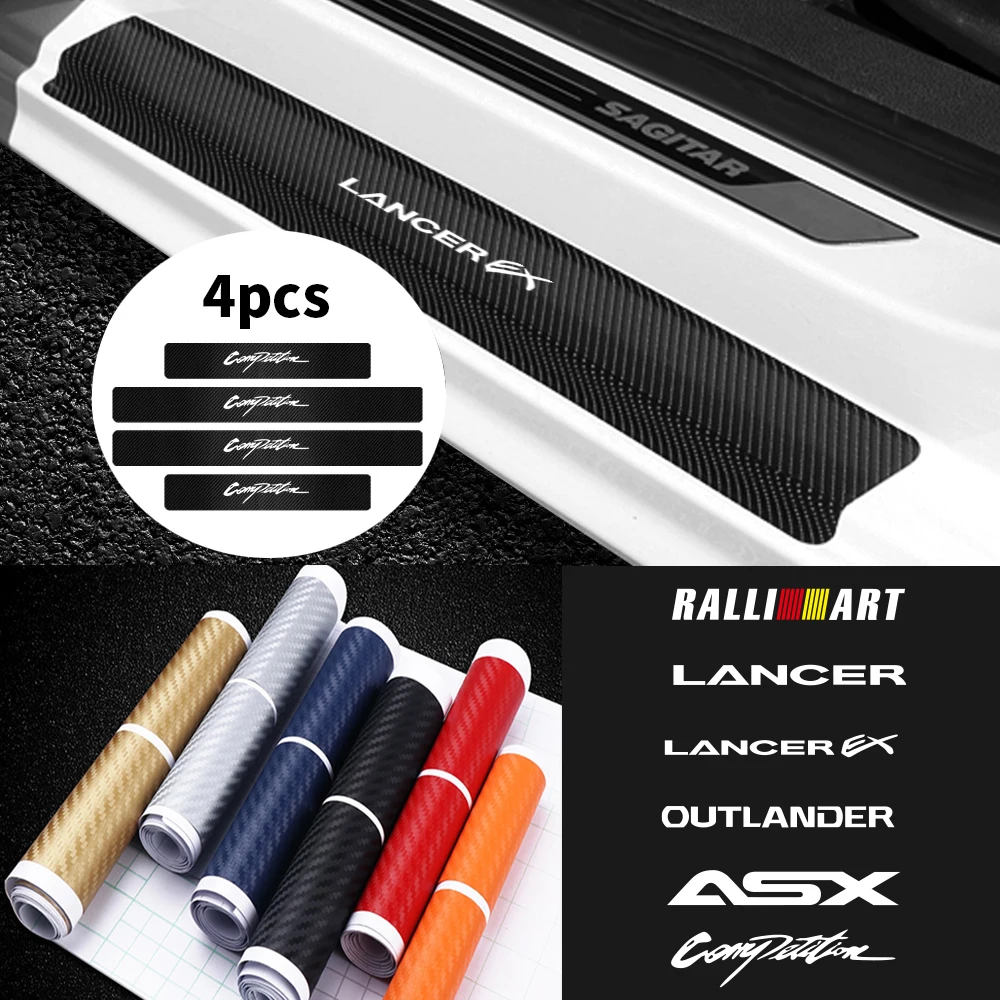 

4PCS Car Door Threshold Carbon Fiber Sticker For Mitsubishi Ralliart Outlander Lancer EX ASX Competition Galant Pajero Eclipse