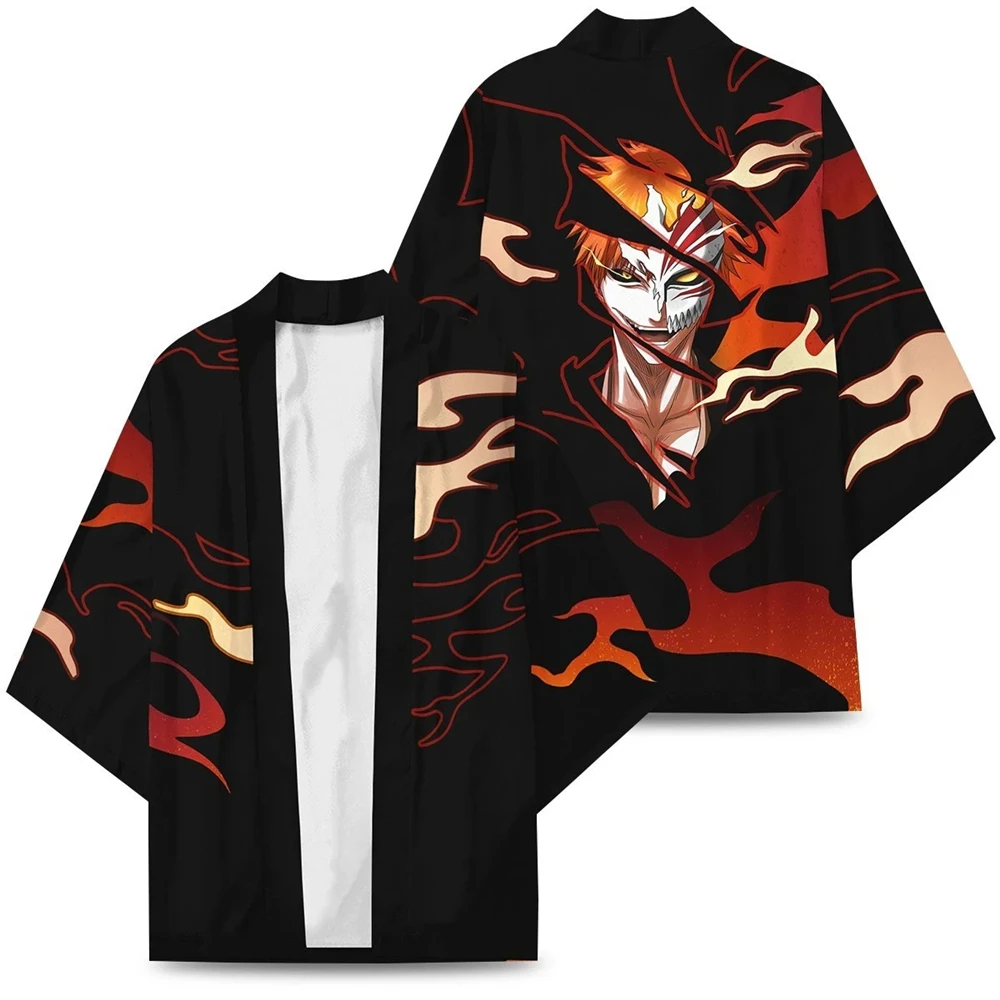 

Bleach Kurosaki Ichigo Anime Haori Kimono Cosplay Costume Coat Shirt Adult Cloak Halloween