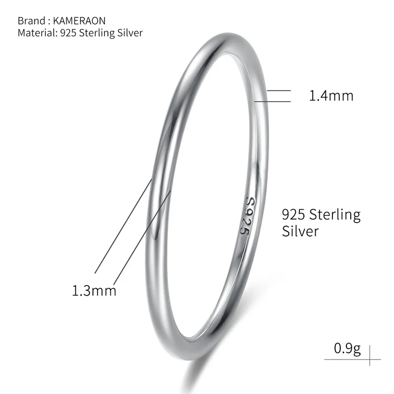 Женское кольцо из стерлингового серебра 925 пробы минималистичное круглое