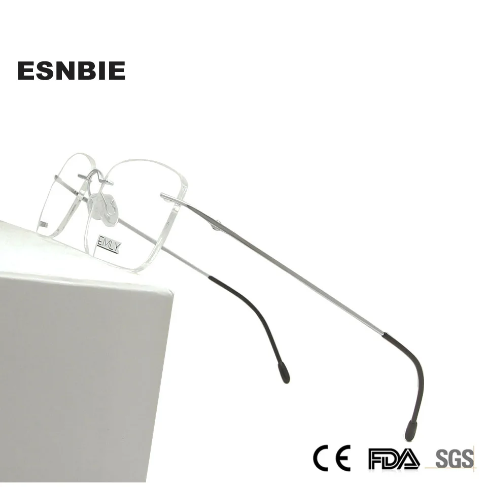 Мужская и женская оправа для очков Ультралегкая квадратная из титана без оправы