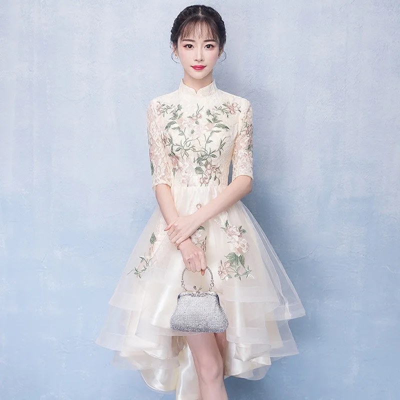 Фото Вечернее платье с вышивкой новинка 2019 элегантное банкетное в китайском стиле для