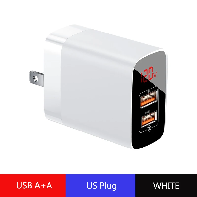 Baseus USB зарядное устройство Быстрая зарядка 3,0 для iPhone samsung huawei 18W Быстрое настенное зарядное устройство цифровой дисплей телефон зарядное устройство адаптер - Тип штекера: US White A A