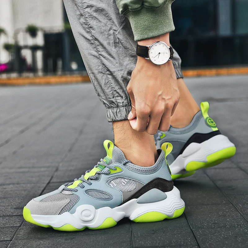 Модная весенне-летняя обувь для бега Дышащая кожаная мужчин Кроссовки Сделано в
