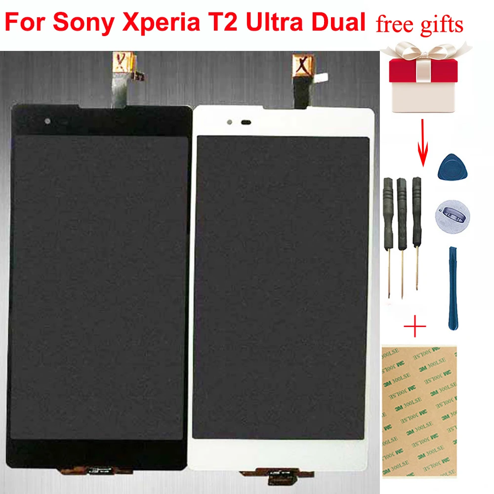 Для Sony Xperia T2 Ultra Dual D5322 D5303 D5306 сенсорный экран дигитайзер Сенсорное стекло + ЖК