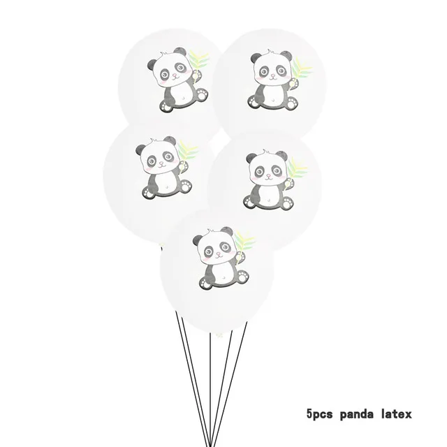 5pcs panda latex Мультяшные панды алюминиевые шары в черный горошек латексные со звездой покрытые фольгой шары Дети День рождения ребенок душ животные их вечерние украшения - Цвет: 5pcs panda latex