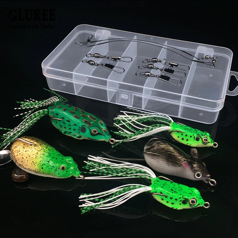 GLUREE 5 шт. лягушка рыболовные приманки комплект поплавок плавучий луч
