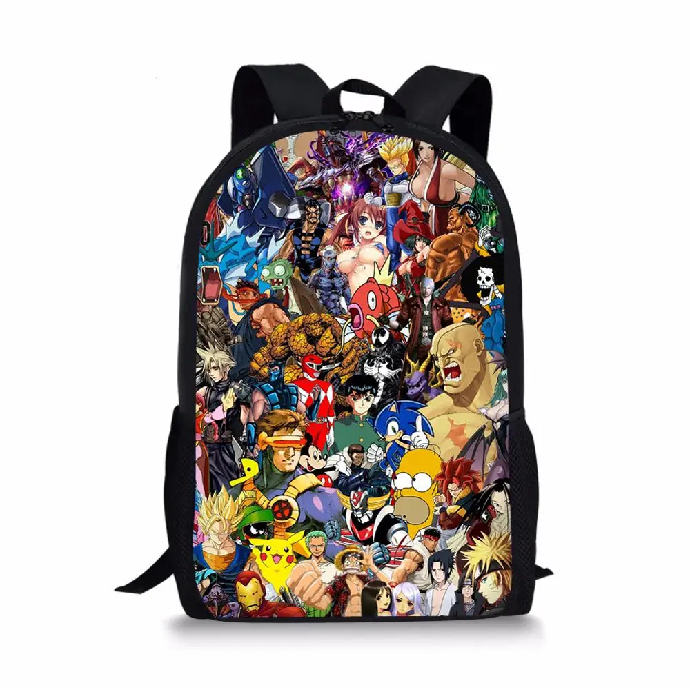 Children's 16-Inch Backpack One-Piece Anime Party Pattern Kids School Book Bags Cartoon Teenagers School Bags