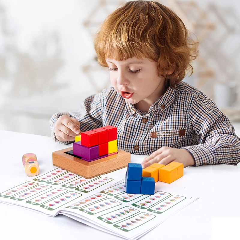 Детский конструктор трехмерный пазл-головоломка для раннего развития цвета и