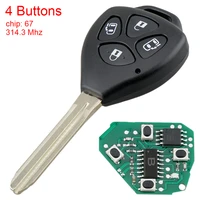 4 button 314 3mhz car key shell fob keyless smart remote car key case 4d67 chip uncut blade fit for toyota alphard 2005 2009