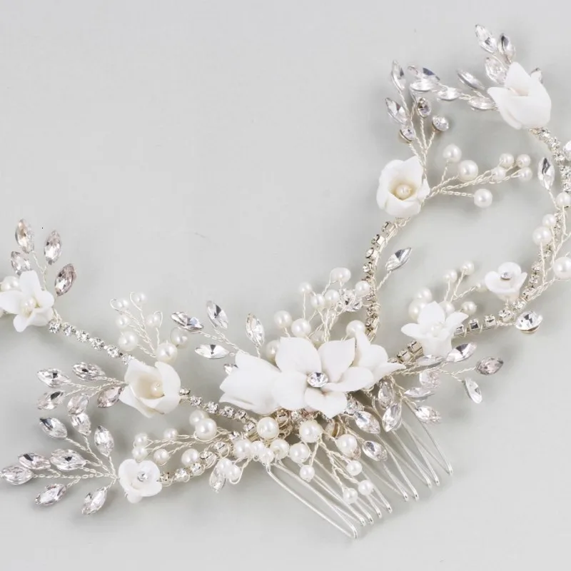 NPASON очаровательные свадебные цветочные волосы лоза жемчуг Свадебная расческа