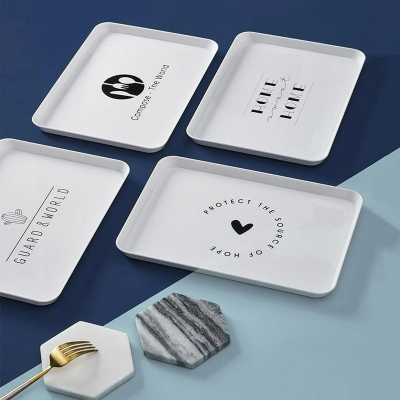 Простой Nordic Пластик сервировка десерта лоток Чай завтрак хлеб поднос для снэков