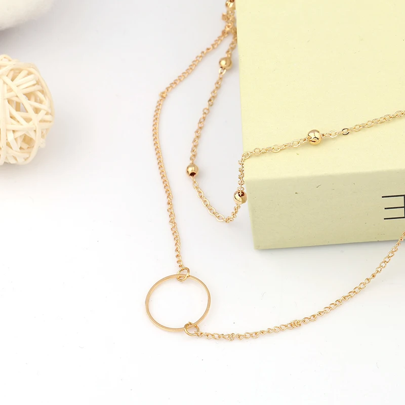 

New Arrival Hot 2021 Fashion Modern Choker Necklace Two Layers Round Necklaces Heart Charm Necklace Choker Jewelry For Women
